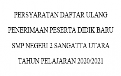 PERSYARATAN DAFTAR ULANG PPDB 2020